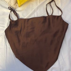Forever 21 brown satin cowl neck top